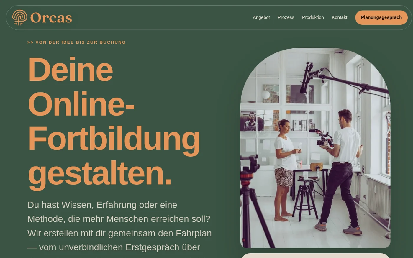 Nachher: neuer Orcas-Auftritt für Online-Fortbildungen von agensia