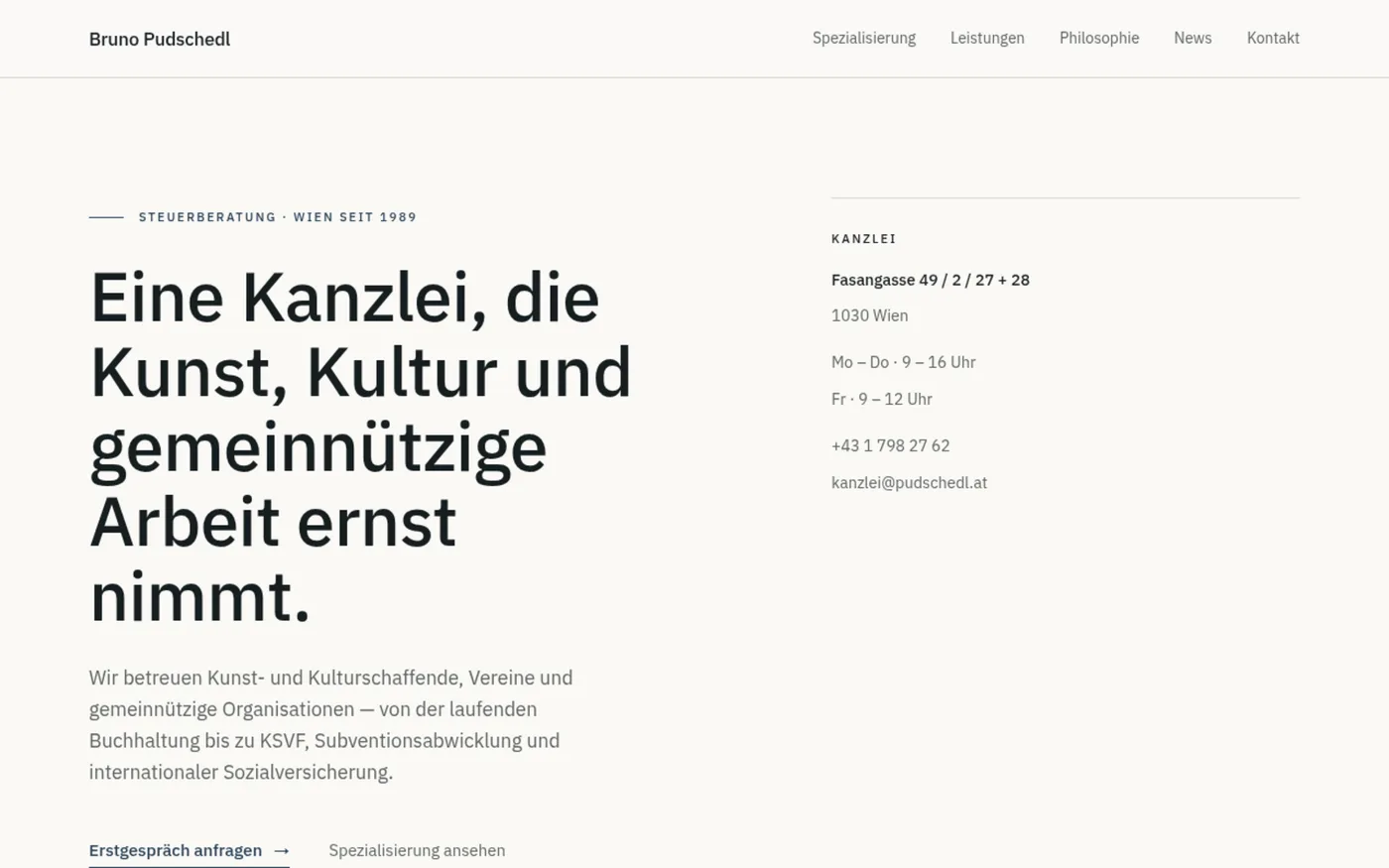 Nachher: neuer Auftritt der Steuerkanzlei Pudschedl